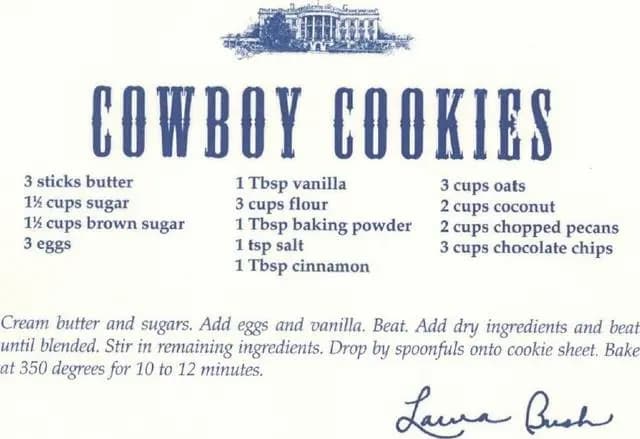 cowboy cookies Laura Bush